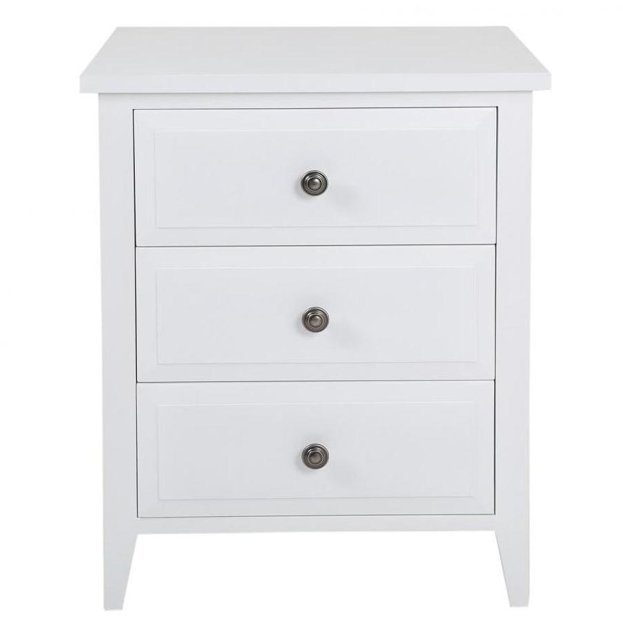 White bedside table from the Hampton range - The Bedroom Shop Online