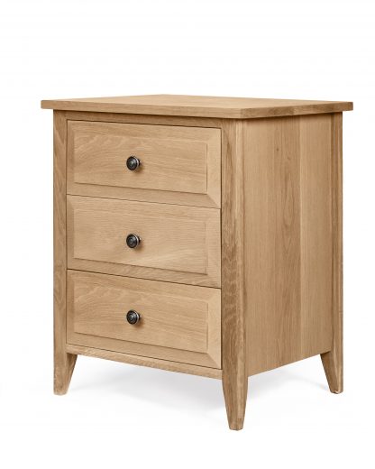 Hampton Oak Bedside Table 3 Drawer - Image 2