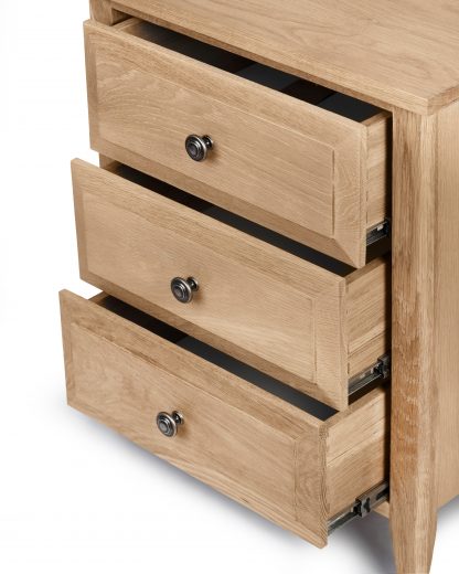 Hampton Oak Bedside Table 3 Drawer - Image 3