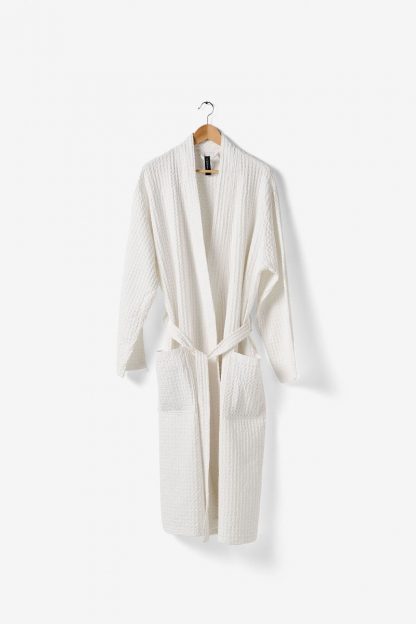 Linen House Keaton Bathrobe Waffle Weave White - Image 3