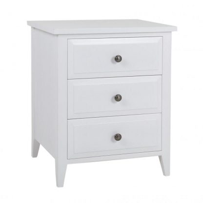 Hampton White Bedside Table 3 Drawer - Image 2