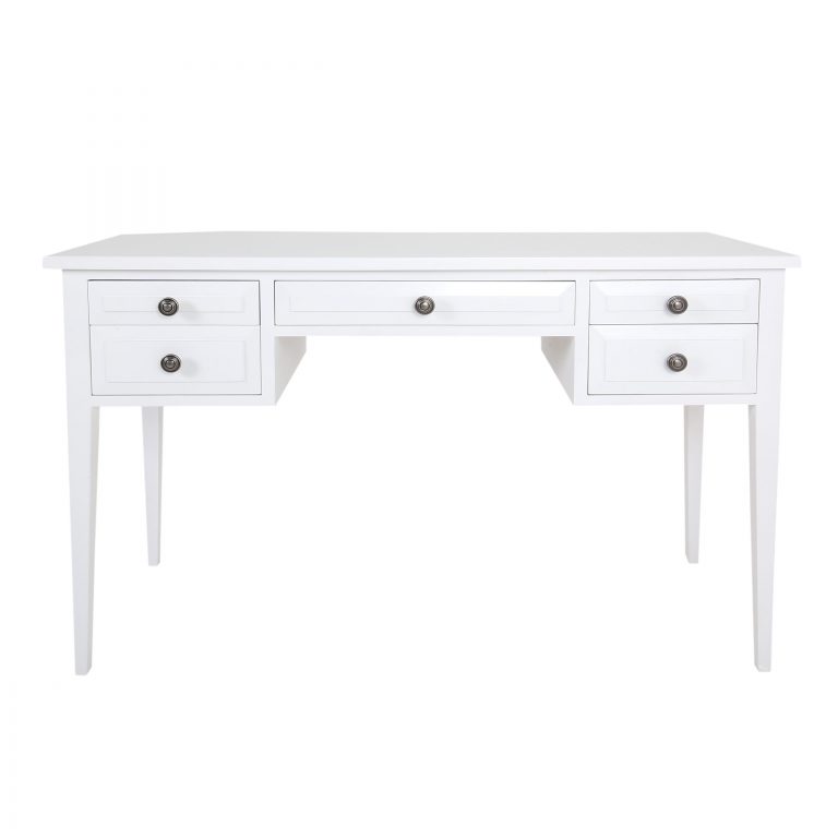 Hampton Desk 5 Drawer White