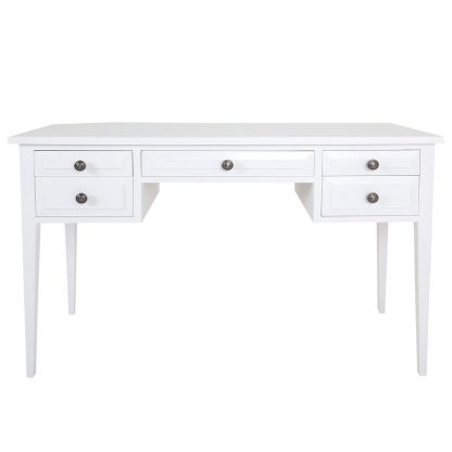 Hampton Desk 5 Drawer White