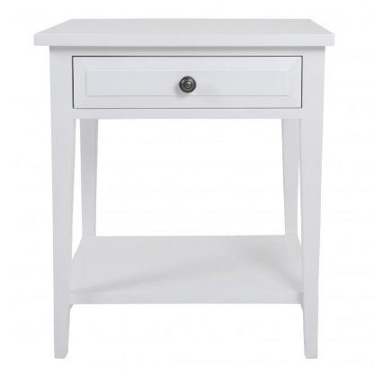 Hampton Bedside Table 1 Drawer White - Image 2