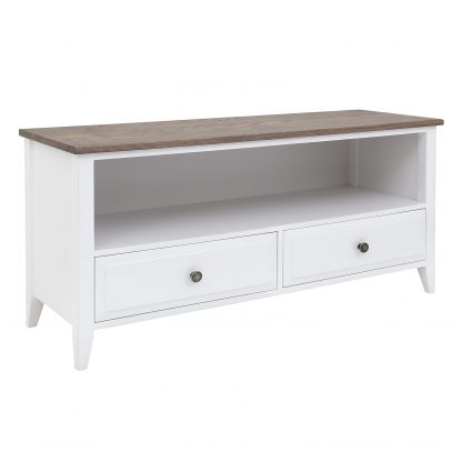 Hampton 2 Drawer Plasma TV Unit White/Ash Top - Image 2