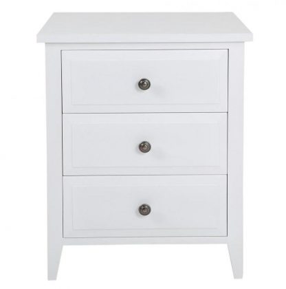 Hampton White Bedside Table 3 Drawer