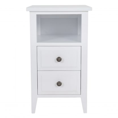 Skinny Hampton 2 Drawer White Bedside Table - Image 2