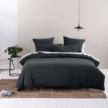 Linen House Providence Charcoal Waffle Duvet Cover Set