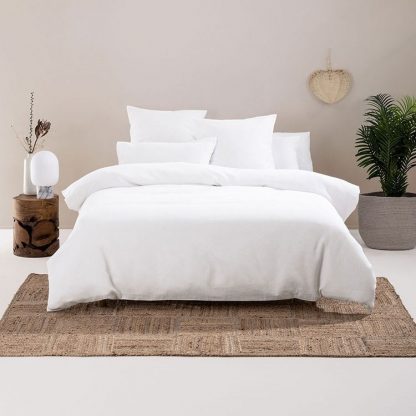 Linen House Providence White Waffle Duvet Cover Set