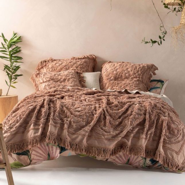 Linen House White Somers Bed CoverMade from detailed Cotton Chenille 