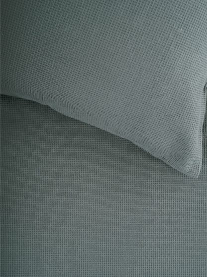 Linen House Providence Petrol Waffle Duvet Cover Set - Image 2