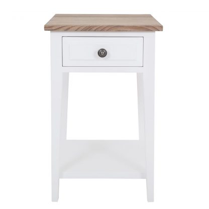 Skinny Hampton 1 Drawer Bedside Table White/Ash Grey Top