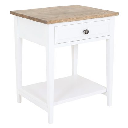 Hampton 1 Drawer Bedside Table White/Ash Grey Top - Image 2