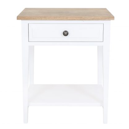 Hampton 1 Drawer Bedside Table White/Ash Grey Top