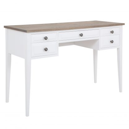 Hampton Desk 5 Drawer White/Ash Grey Top