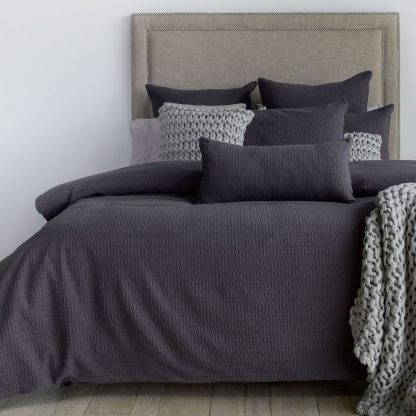 Simon Baker Waffle Weave Charcoal Duvet Cover Set