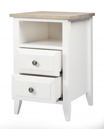 Skinny Hampton 2 Drawer Bedside Table White/Ash Grey Top - Image 2