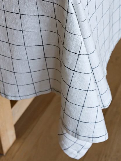 Oxford Grid Table Linen - Cream - Image 3