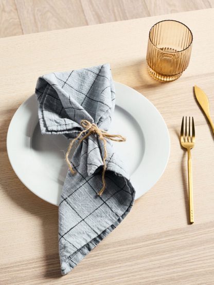 Oxford Grid Table Linen- Light Blue - Image 2