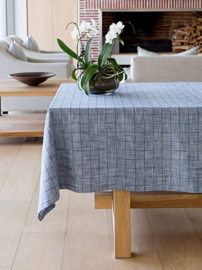 Oxford Grid Table Linen- Navy