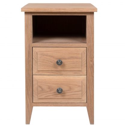 Hampton Oak Bedside Table Skinny 2 Drawer