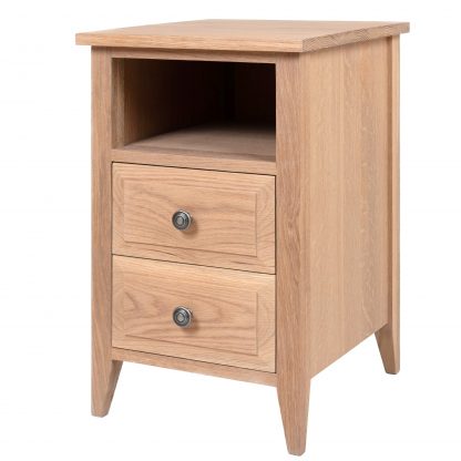 Hampton Oak Bedside Table Skinny 2 Drawer - Image 2