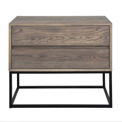Max Bedside Table 2 Drawer Ash Grey