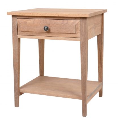 Hampton 1 Drawer Bedside Table Oak - Image 2