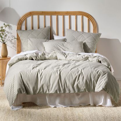 Classic Stripe Charcoal Duvet Cover Set