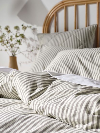 Classic Stripe Charcoal Duvet Cover Set - Image 2