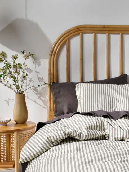 Classic Stripe Charcoal Duvet Cover Set - Image 3