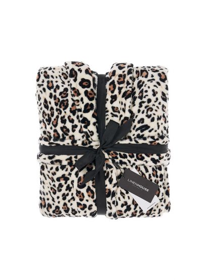 Linen House Plush Bathrobe Leopard - Image 2