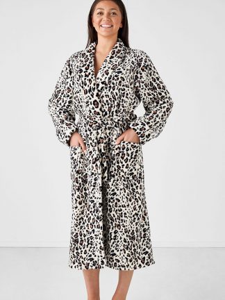 Linen House Plush Bathrobe Leopard