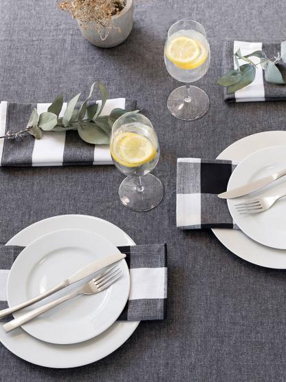 Revana Check Table Linen- Black - Image 3