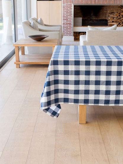 Revana Check Table Linen- Navy