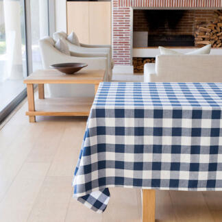 Revana Check Table Linen- Navy