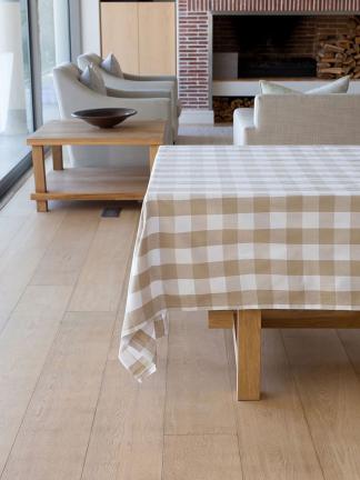 Revana Check Table Linen- Stone