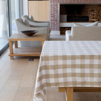 Revana Check Table Linen- Stone