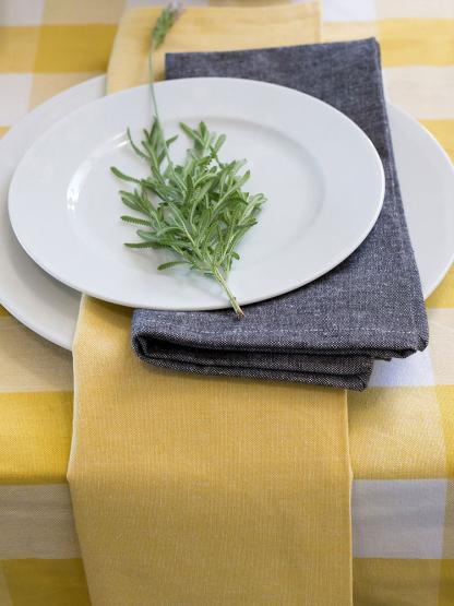 Revana Chambray Table Linen- Yellow - Image 2