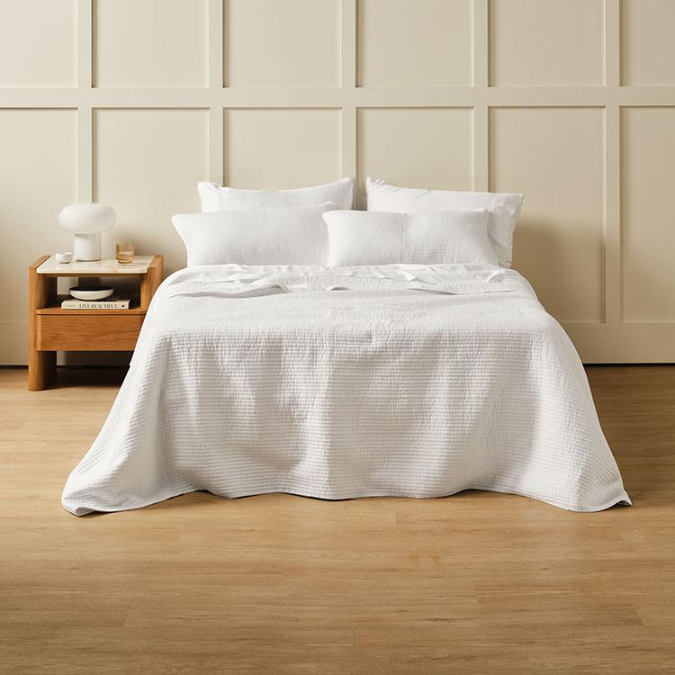 Linen House Marceau Quilt Set White